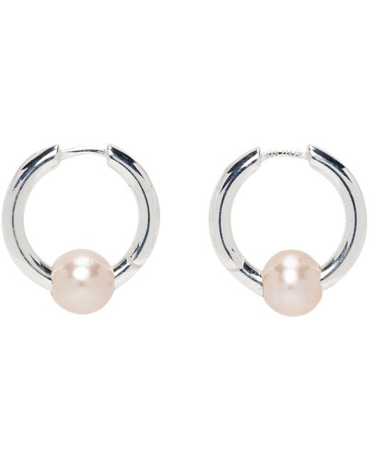 Hatton Labs Exclusive Silver Pearl Huggie Earrings