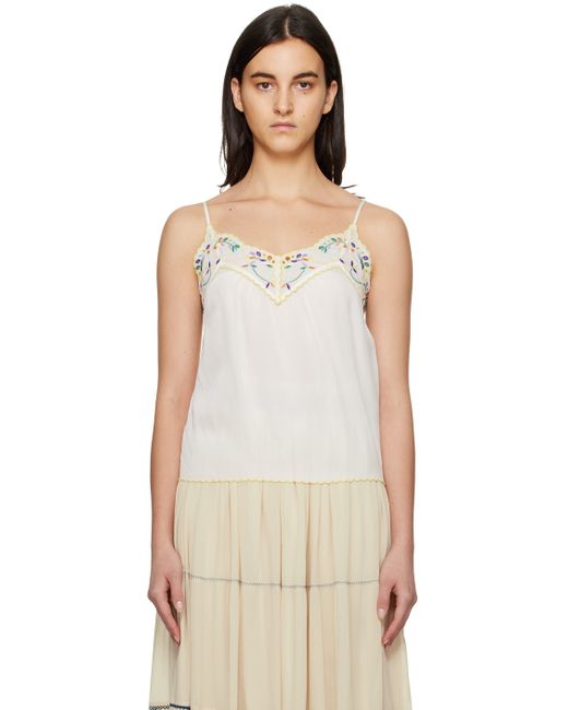 See by Chloé White Embroidered Tank Top