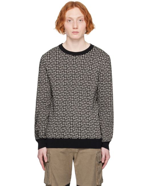 Balmain Gray Jacquard Sweater