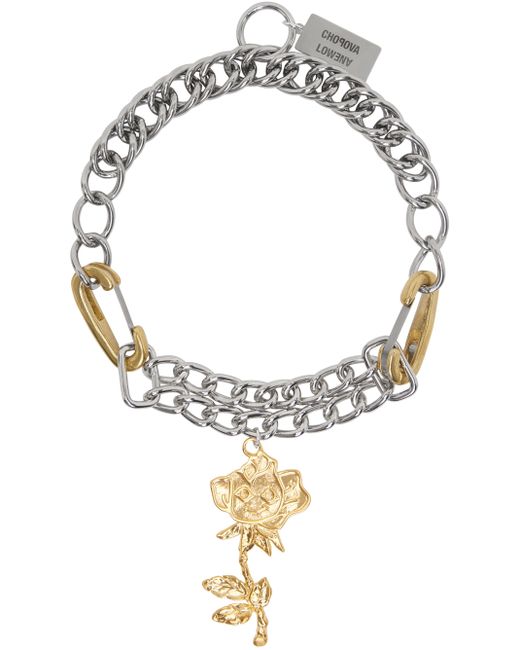 Chopova Lowena Gold Double Curb Rose Necklace
