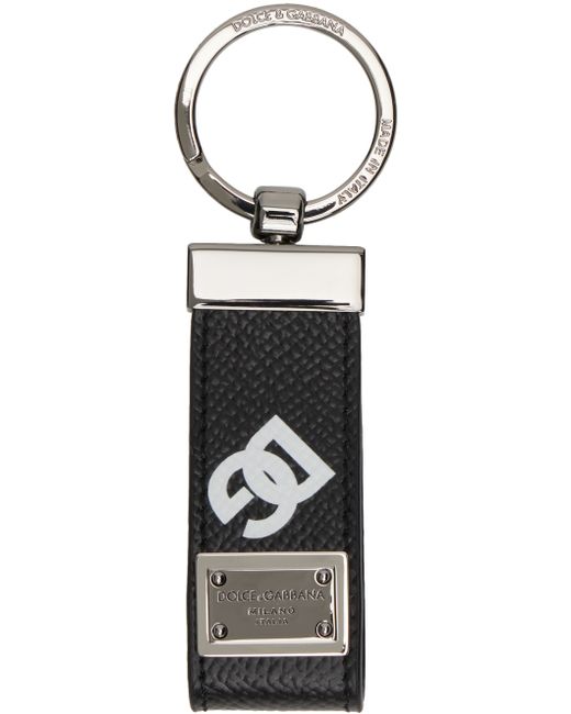 Dolce & Gabbana Black Logo Plaque Keychain