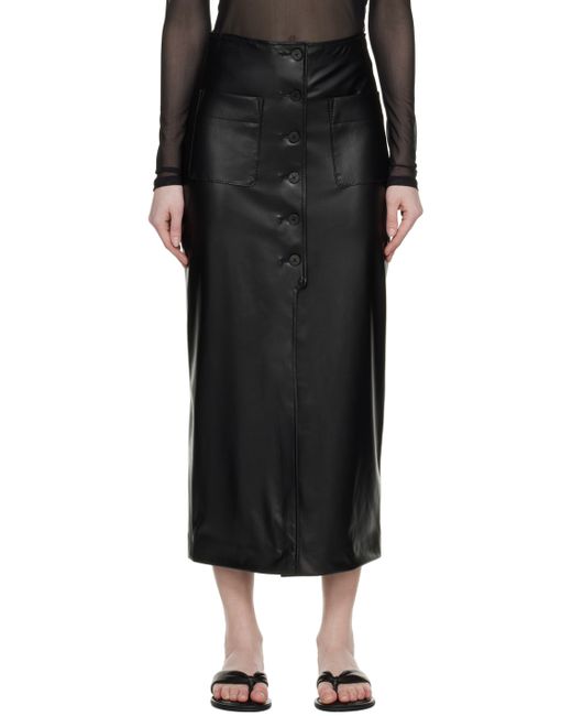 Hugo Boss Buttoned Faux-Leather Midi Skirt