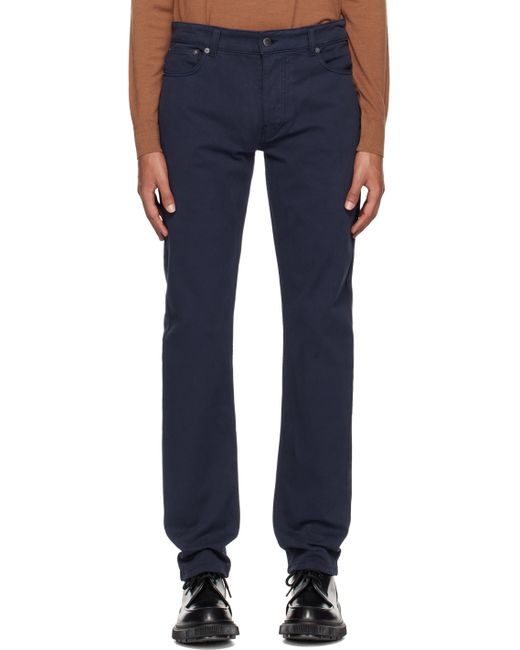 Sunspel Navy 5 Pocket Trousers