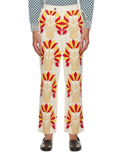 Bode Off White Foliage Trousers