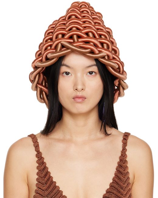 Isa Boulder Tan Asymmetric Beach Hat