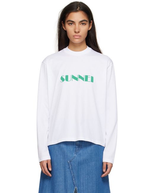 Sunnei Off-White Printed Long Sleeve T-Shirt