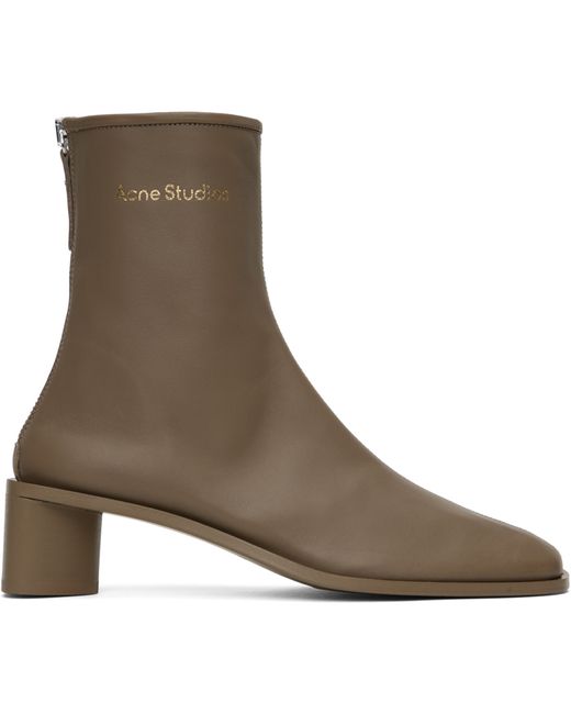 Acne Studios Taupe Branded Logo Boots