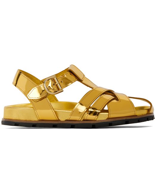 Dries Van Noten Gold Criss-Crossing Flat Sandals