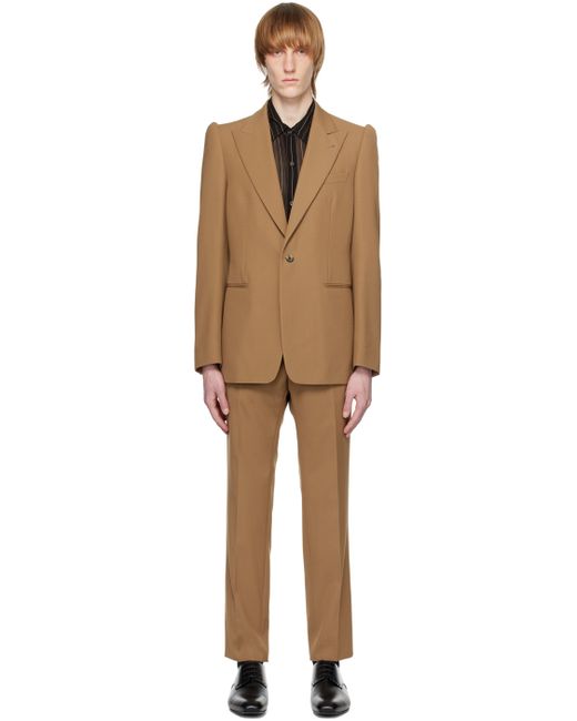 Dries Van Noten Brown Peaked Lapel Suit