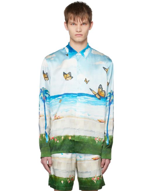 Nahmias Blue Butterfly Beach Shirt