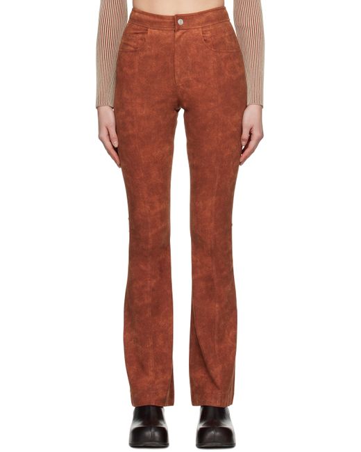 Andersson Bell Orange Paneled Faux-Leather Trousers