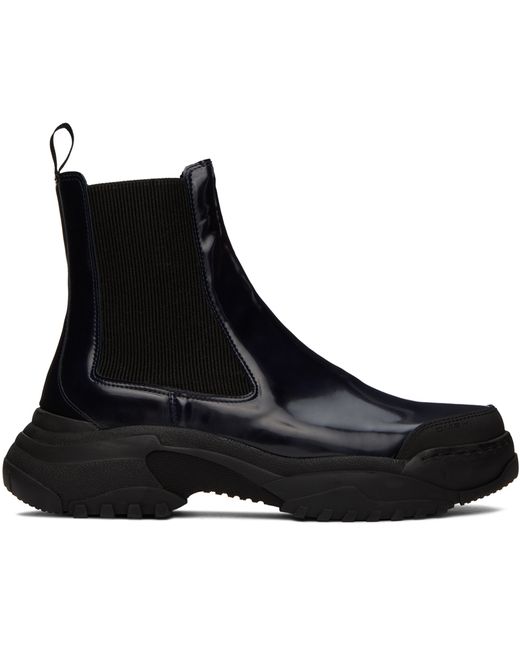 GmBH Navy Faux-Leather Chelsea Boots