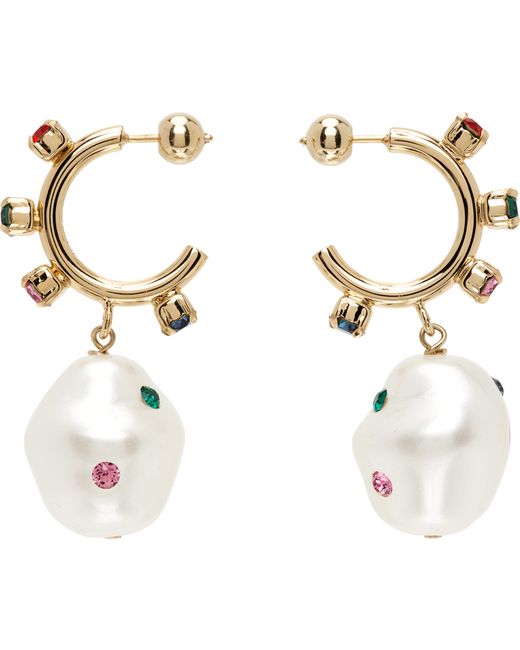 Safsafu Gold Pearl Jelly Heart Earrings