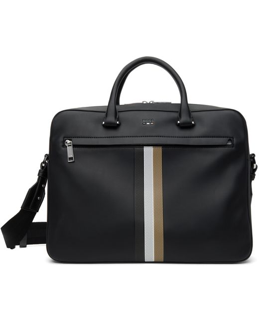 Boss Signature Stripe Faux-Leather Briefcase