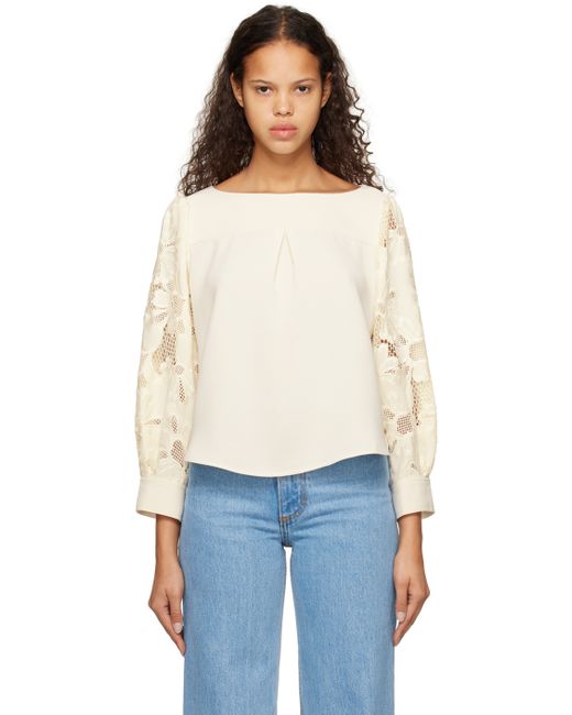 See by Chloé Off-White Embroidered Blouse