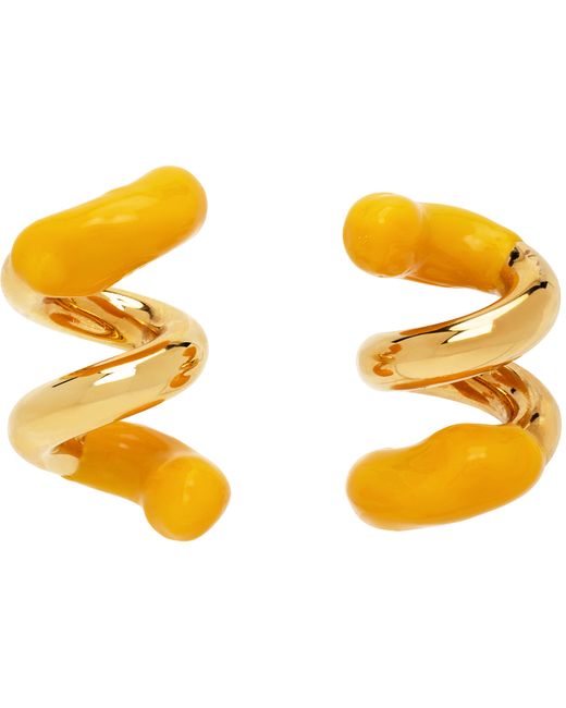 Sunnei Gold Orange Rubberized Fusillo Earrings