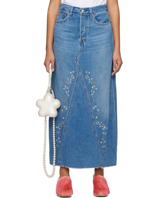 Anna Sui Exclusive Denim Midi Skirt