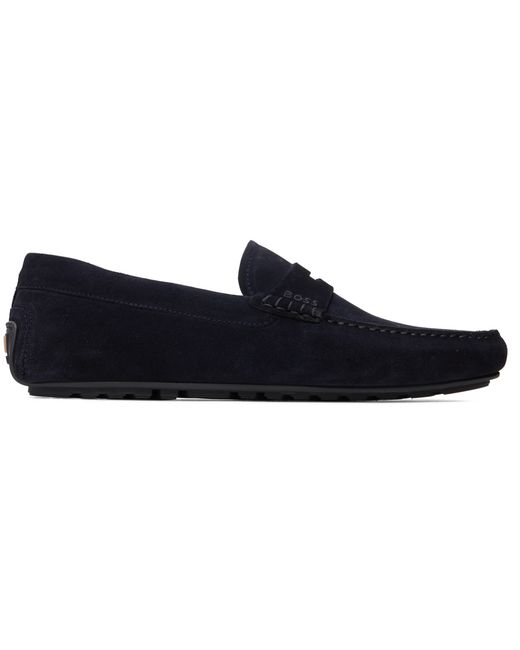 Boss Navy Embroidered Loafers