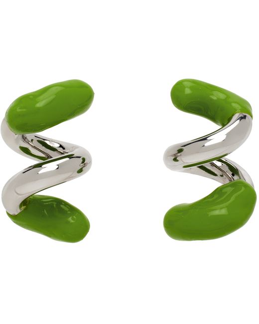 Sunnei Green Fusillo Rubberized Earrings