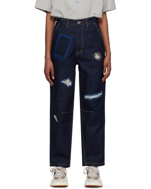 Ader Error Navy Patchwork Jeans