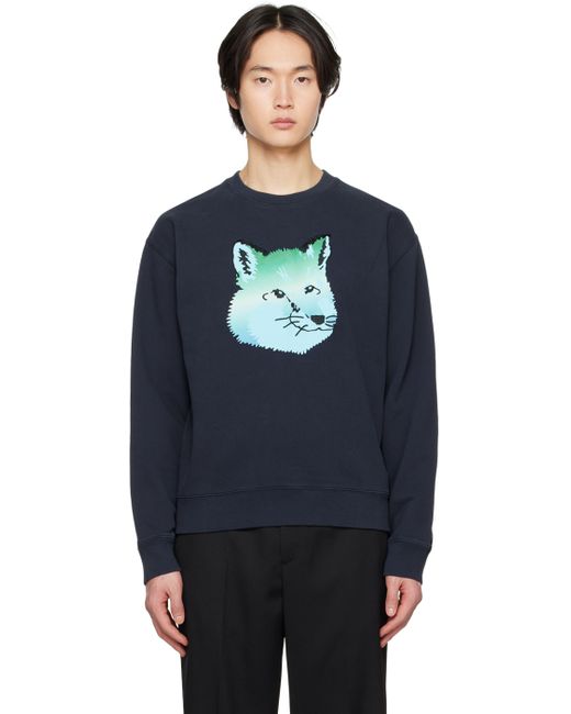 Maison Kitsuné Navy Vibrant Fox Head Sweatshirt