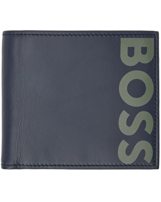 Boss Navy Printed Wallet