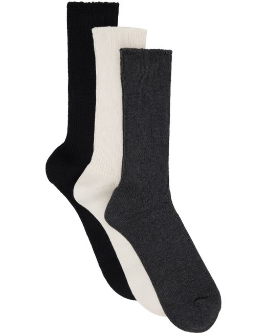 Auralee Three-Pack Multicolor Printed Socks