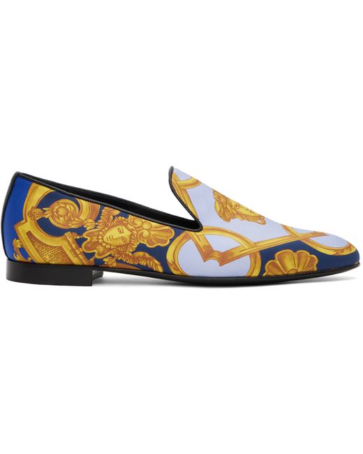 Versace Blue Gold Barocco 660 Slippers