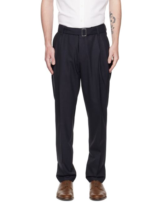 Boss Navy Relaxed-Fit Trousers