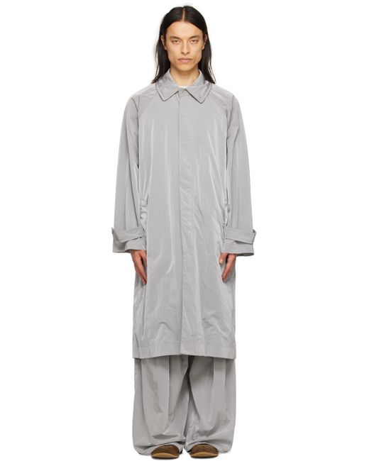 Hed Mayner Gray Buttoned Trench Coat