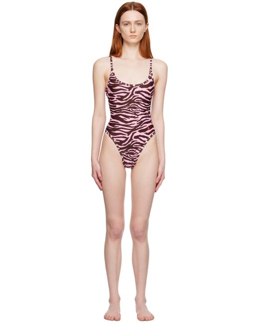 Attico Brown Zebra One-Piece Swimsuit
