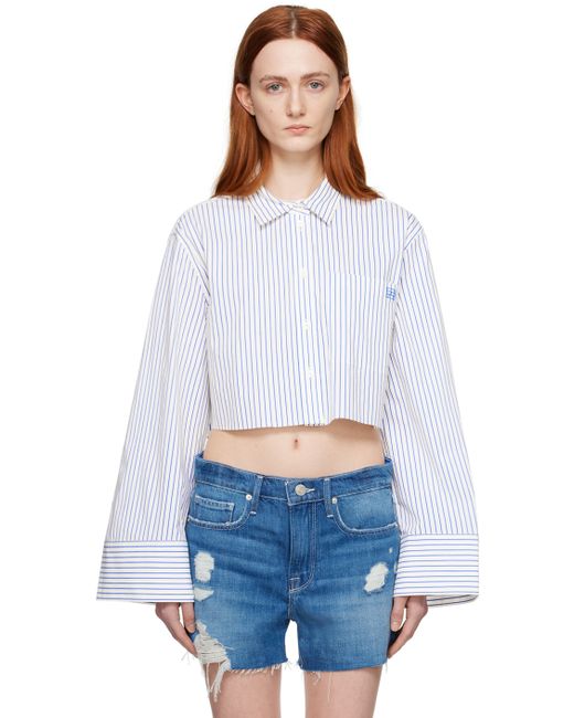 Frame Blue White Cropped Shirt