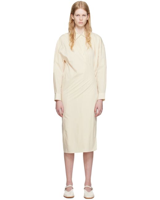 Lemaire Off-White Straight Collar Twisted Midi Dress