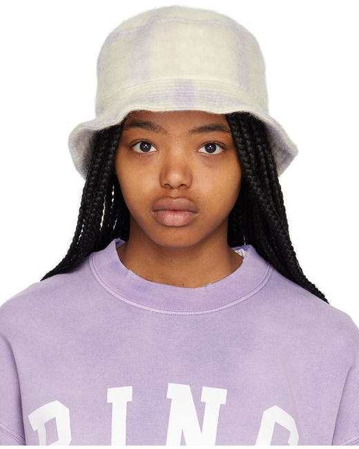 Anine Bing Off-White Purple Cami Bucket Hat