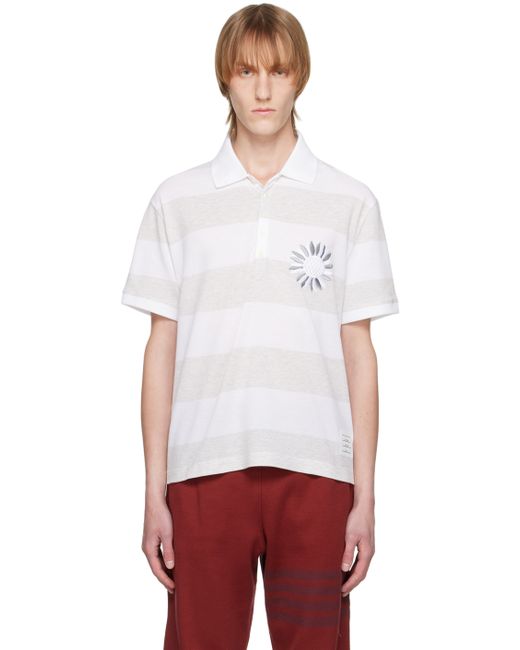 Thom Browne White Flower Rugby Polo
