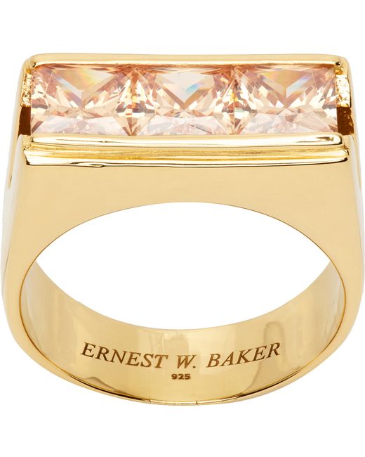 Ernest W. Baker Gold Three Stone Ring