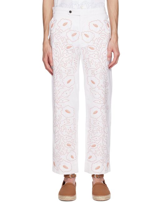 Bode White Braided Couching Trousers