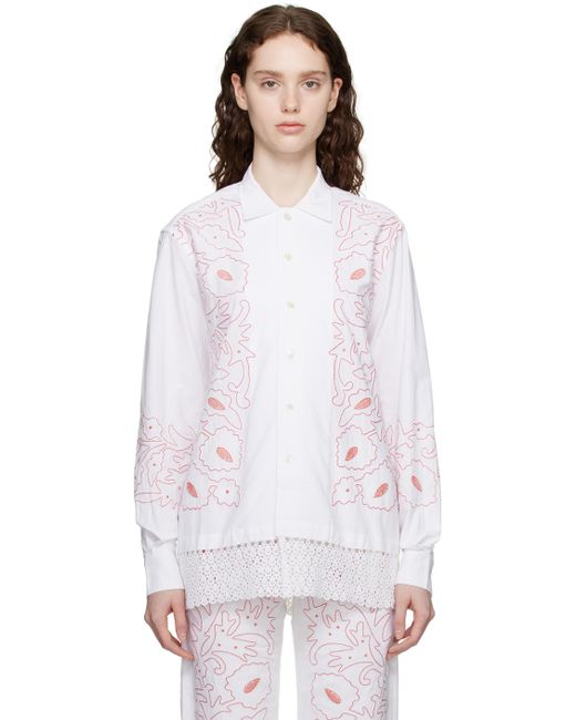 Bode White Embroidered Shirt