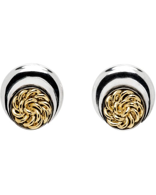 Marine Serre Gold Regenerated Buttons Moon Earrings