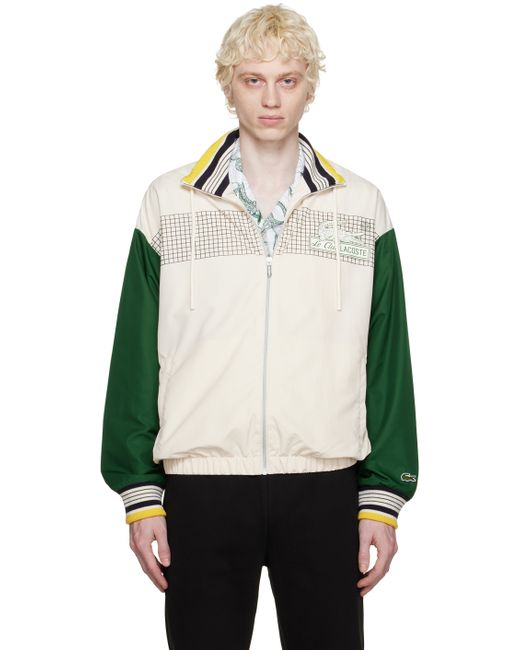 Lacoste Off-White Printed Bomber Jacket