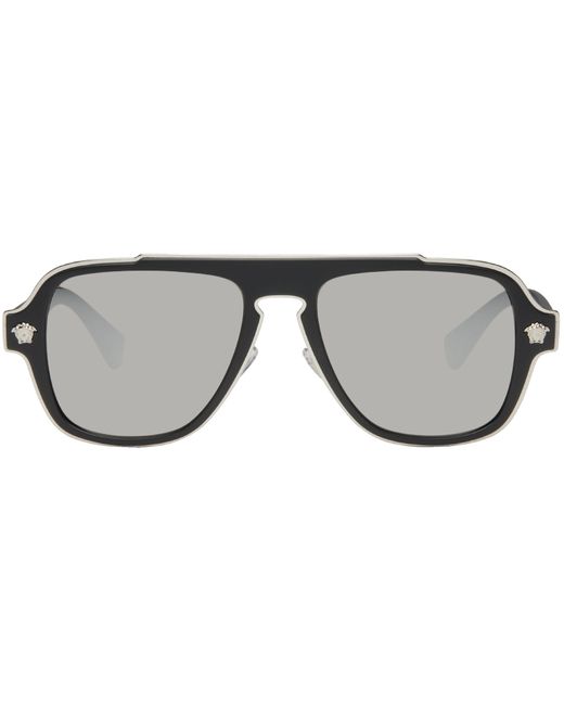 Versace Black Silver Medusa Retro Charm Sunglasses