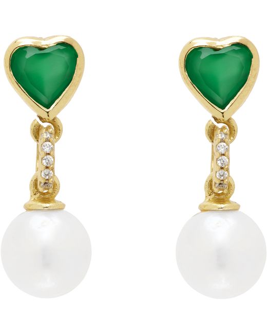 Veert Gold Onyx Pearl Earrings
