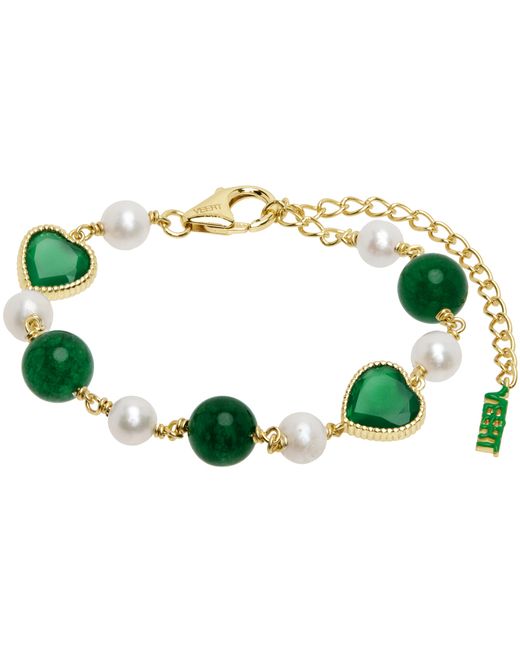 Veert Gold Green Onyx Pearl Bracelet