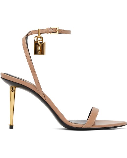 Tom Ford Taupe Padlock Pointed Naked Heeled Sandals