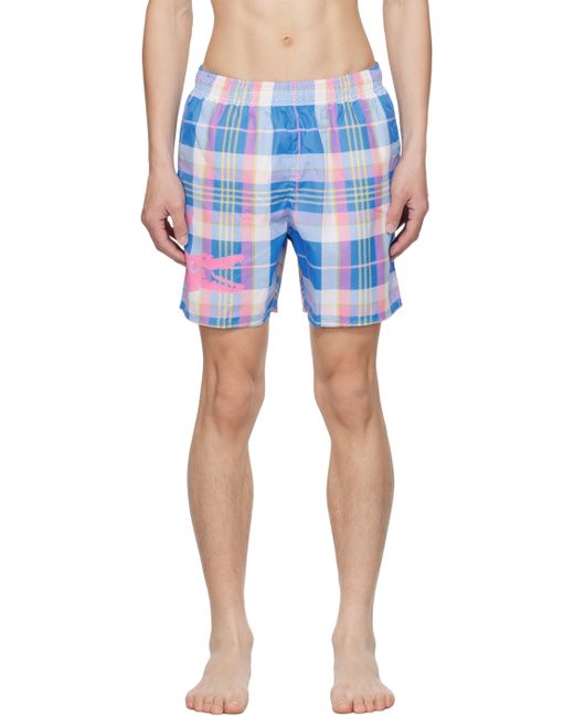 Lacoste Blue Pink Check Swim Shorts