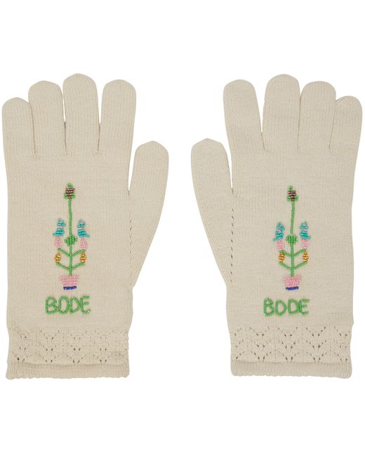 Bode Off-White Beaded Gloves