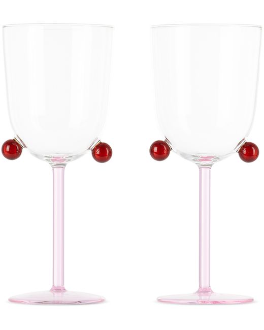 Maison Balzac Red Pompom Wine Glass Set
