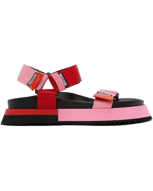 Moschino Red Logo Tape Sandals