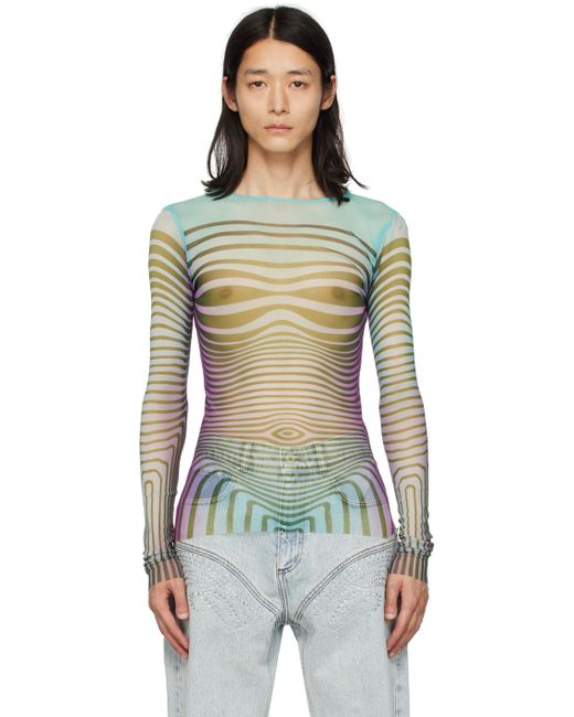 Jean Paul Gaultier Exclusive Blue Body Morphing Long Sleeve T-Shirt