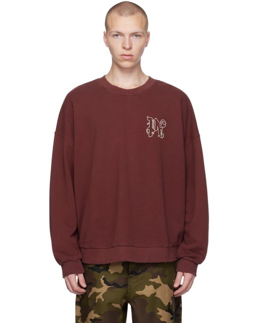 Palm Angels Red Embroidered Sweatshirt